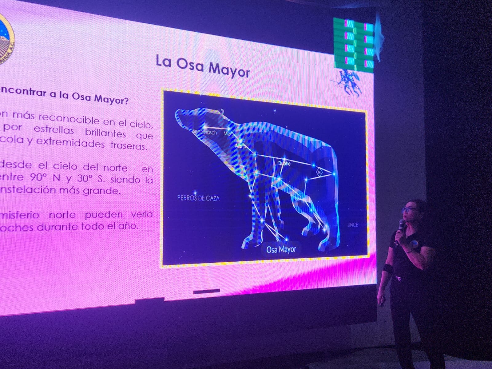 Idaly presentando la Osa Mayor